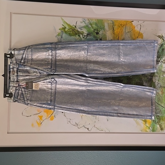 BDG Bella Baggy Patch Pocket Jeans - Metallic Wash - Picture 6 of 14